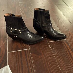 Jeffery Campbell black western style boot with silver tone hardware.  Neve worn.